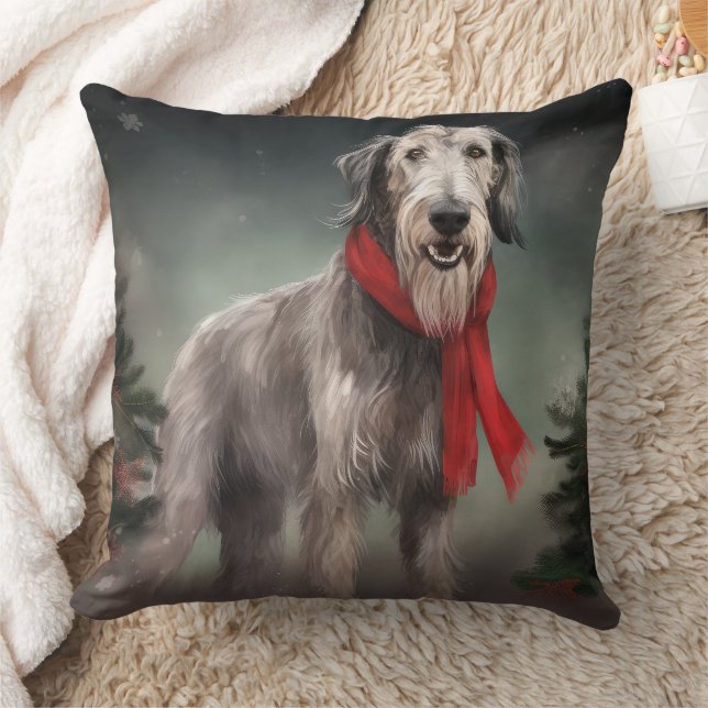 Wolfhound Hond in Sneeuw Kerstmis Kussen (Deken)