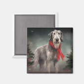 Wolfhound Hond in Sneeuw Kerstmis Magneet (Voorkant / Achterkant)