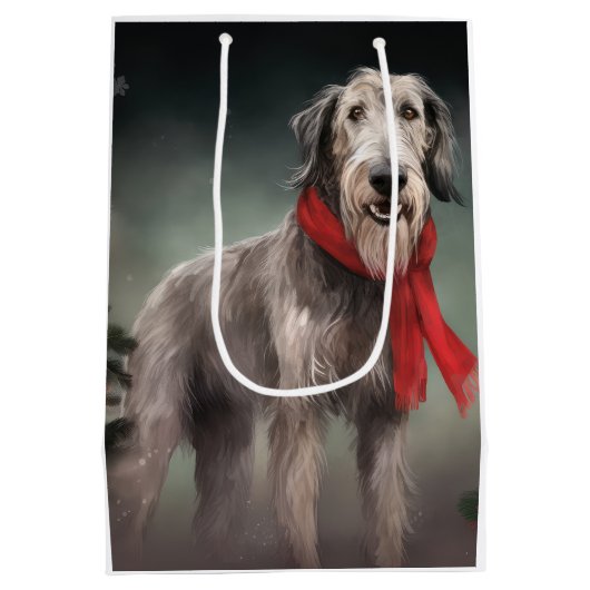 Wolfhound Hond in Sneeuw Kerstmis Medium Cadeauzakje (Achterkant)