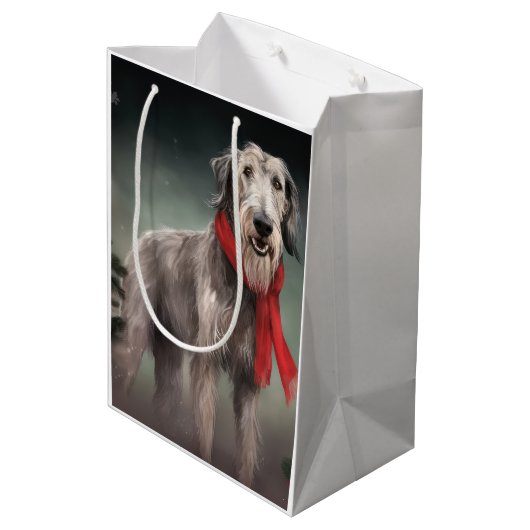 Wolfhound Hond in Sneeuw Kerstmis Medium Cadeauzakje (Achterkant Gekanteld)
