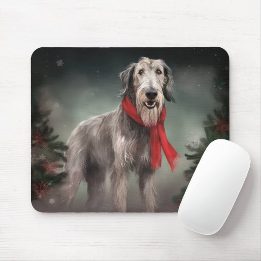Wolfhound Hond in Sneeuw Kerstmis Muismat (Met muis)