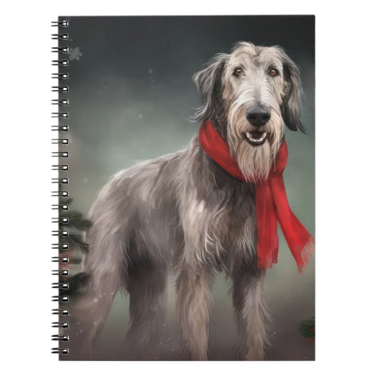 Wolfhound Hond in Sneeuw Kerstmis Notitieboek (Voorkant)