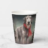 Wolfhound Hond in Sneeuw Kerstmis Papieren Bekers (Achterkant)