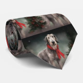 Wolfhound Hond in Sneeuw Kerstmis Stropdas (Opgerold)