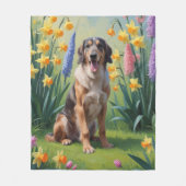 Wolfhound-hond lente bloemen schilderij fleece deken (Voorkant)