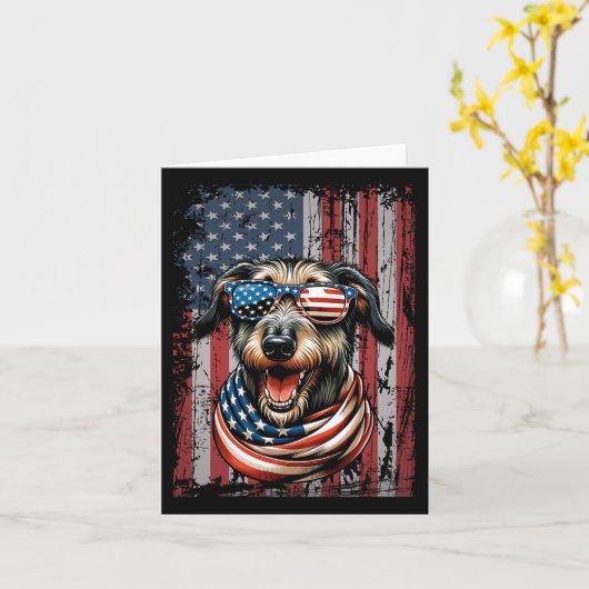 Wolfhound-hondliefhebber VS-vlag 4 juli Patriottis Kaart (Gele Bloem)