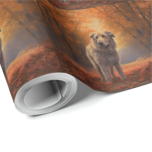 Wolfhound in Herfst laat Herfst inspireren Cadeaupapier (Rol Hoek)