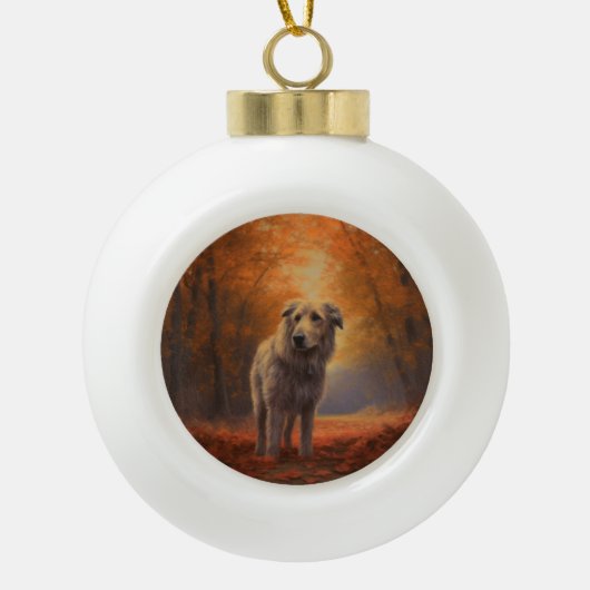 Wolfhound in Herfst laat Herfst inspireren Keramische Bal Ornament (Voorkant)