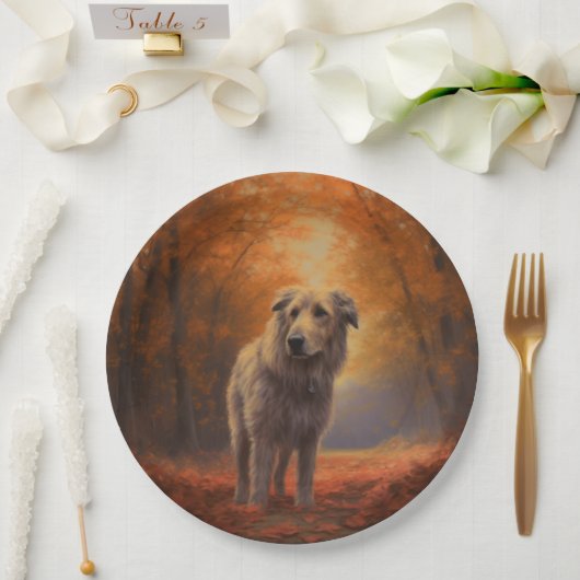 Wolfhound in Herfst laat Herfst inspireren Papieren Bordje (Huwelijk)