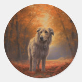 Wolfhound in Herfst laat Herfst inspireren Ronde Sticker (Voorkant)