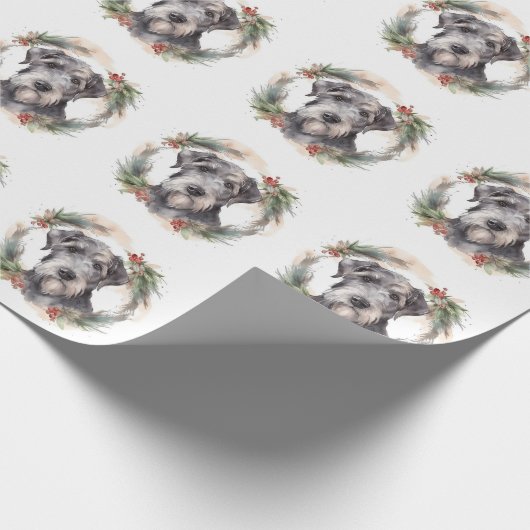 Wolfhound Kerstkrans Feestelijke Pup Cadeaupapier (Hoek)