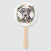 Wolfhound Kerstkrans Feestelijke Pup Handwaaier (Achterkant)