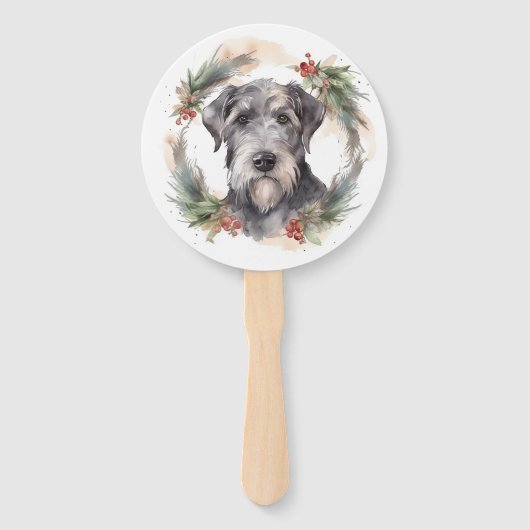 Wolfhound Kerstkrans Feestelijke Pup Handwaaier (Achterkant)