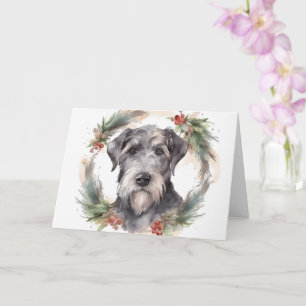 Wolfhound Kerstkrans Feestelijke Pup Kaart