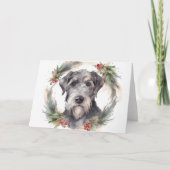 Wolfhound Kerstkrans Feestelijke Pup Kaart (Voorkant)