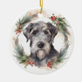 Wolfhound Kerstkrans Feestelijke Pup Keramisch Ornament (Voorkant)