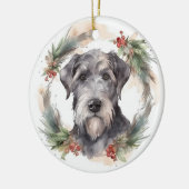 Wolfhound Kerstkrans Feestelijke Pup Keramisch Ornament (Links)