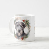 Wolfhound Kerstkrans Feestelijke Pup Koffiemok (Voorkant links)