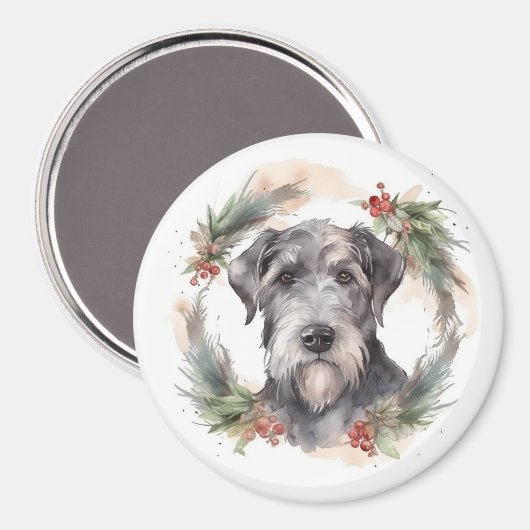 Wolfhound Kerstkrans Feestelijke Pup Magneet (Voorkant / Achterkant)