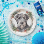 Wolfhound Kerstkrans Feestelijke Pup Papieren Bordje (Feest)