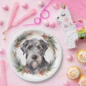 Wolfhound Kerstkrans Feestelijke Pup Papieren Bordje (Feest)