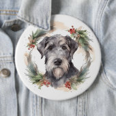 Wolfhound Kerstkrans Feestelijke Pup Ronde Button 6,0 Cm (In situ)