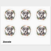 Wolfhound Kerstkrans Feestelijke Pup Ronde Sticker (Vel)