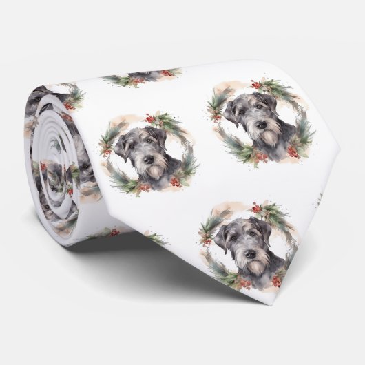 Wolfhound Kerstkrans Feestelijke Pup Stropdas (Opgerold)