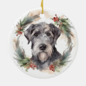 Wolfhound Kerstkrans Festieve Pup Keramisch Ornament (Achterkant)