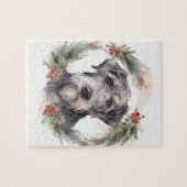 Wolfhound Kerstkrans Festieve Pup Legpuzzel (Horizontaal)