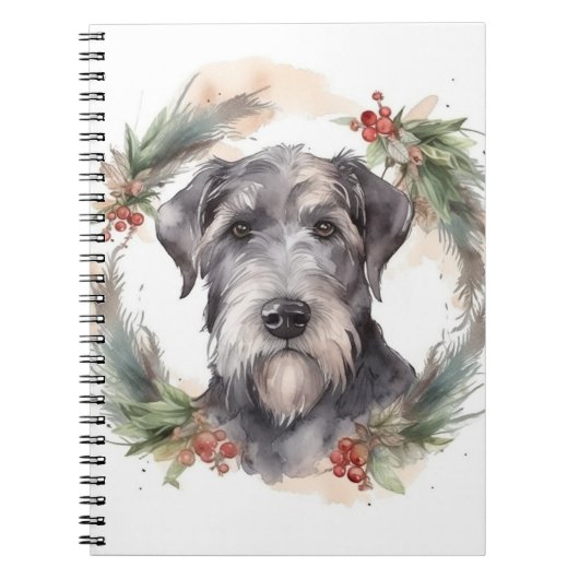 Wolfhound Kerstkrans Festieve Pup Notitieboek (Voorkant)