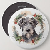 Wolfhound Kerstkrans Festieve Pup Ronde Button 6,0 Cm (Voorkant /achterkant)
