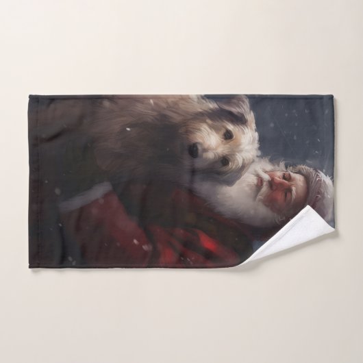 Wolfhound met Sinterklaas Feestelijke Kerstmis Bad Handdoek (Handdoek)