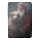 Wolfhound met Sinterklaas Feestelijke Kerstmis Badmat (Voorkant Verticaal)