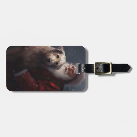 Wolfhound met Sinterklaas Feestelijke Kerstmis Bagagelabel (Voorkant horizontaal)