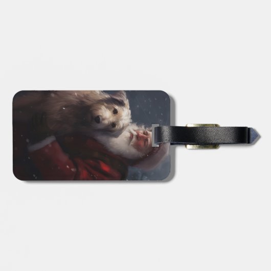 Wolfhound met Sinterklaas Feestelijke Kerstmis Bagagelabel (Achterkant horizontaal)