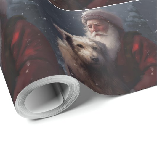 Wolfhound met Sinterklaas Feestelijke Kerstmis Cadeaupapier (Rol Hoek)