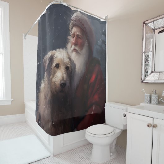 Wolfhound met Sinterklaas Feestelijke Kerstmis Douchegordijn (In situ)