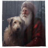 Wolfhound met Sinterklaas Feestelijke Kerstmis Douchegordijn (Voorkant)