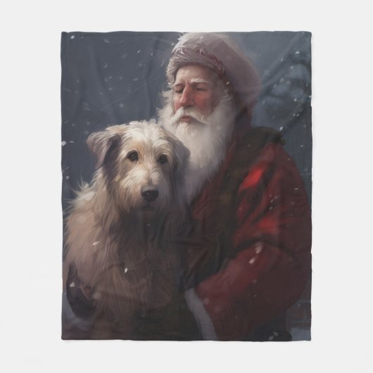 Wolfhound met Sinterklaas Feestelijke Kerstmis Fleece Deken (Voorkant)