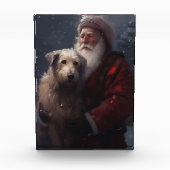 Wolfhound met Sinterklaas Feestelijke Kerstmis Fotoblokken (Voorkant)