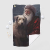 Wolfhound met Sinterklaas Feestelijke Kerstmis Golfhanddoek (Insitu)