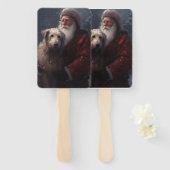Wolfhound met Sinterklaas Feestelijke Kerstmis Handwaaier (Voorkant en achterkant)