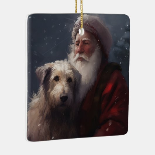 Wolfhound met Sinterklaas Feestelijke Kerstmis Keramisch Ornament (Rechts)