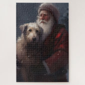 Wolfhound met Sinterklaas Feestelijke Kerstmis Legpuzzel (Verticaal)