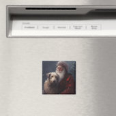 Wolfhound met Sinterklaas Feestelijke Kerstmis Magneet (Insitu (Vaatwasser))