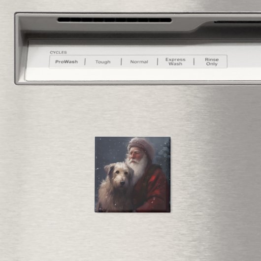Wolfhound met Sinterklaas Feestelijke Kerstmis Magneet (Insitu (Vaatwasser))