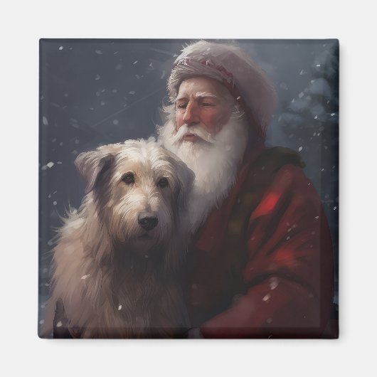 Wolfhound met Sinterklaas Feestelijke Kerstmis Magneet (Voorkant)