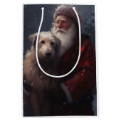 Wolfhound met Sinterklaas Feestelijke Kerstmis Medium Cadeauzakje (Voorkant)