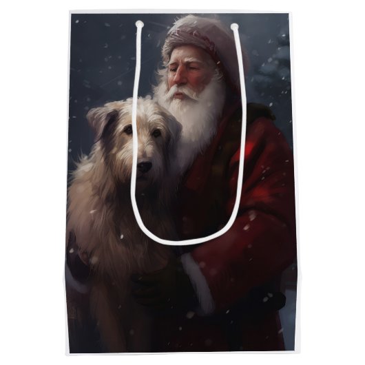 Wolfhound met Sinterklaas Feestelijke Kerstmis Medium Cadeauzakje (Achterkant)